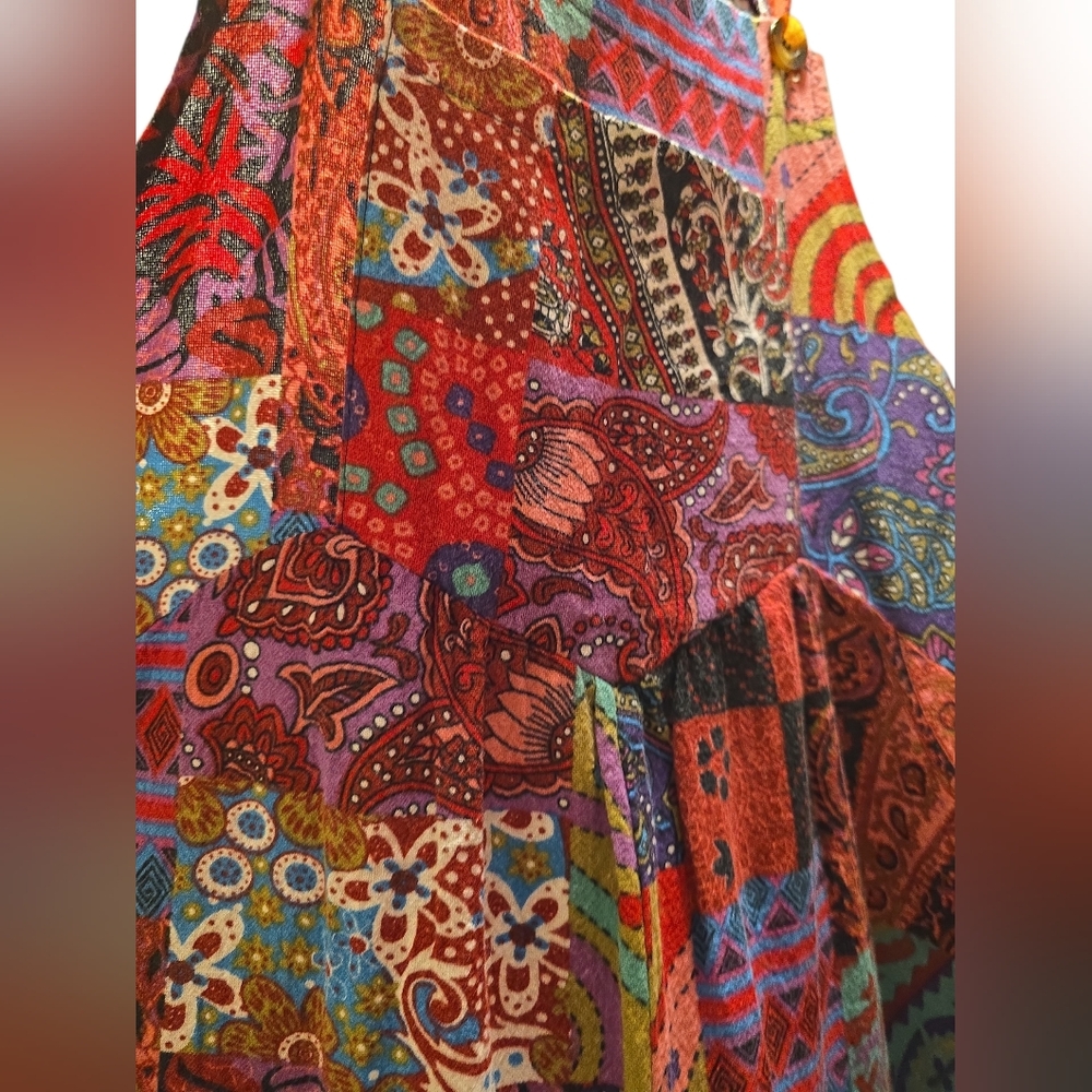 Patchwork Multicolor Wide-Leg Jumpsuit - Picture 4 of 4